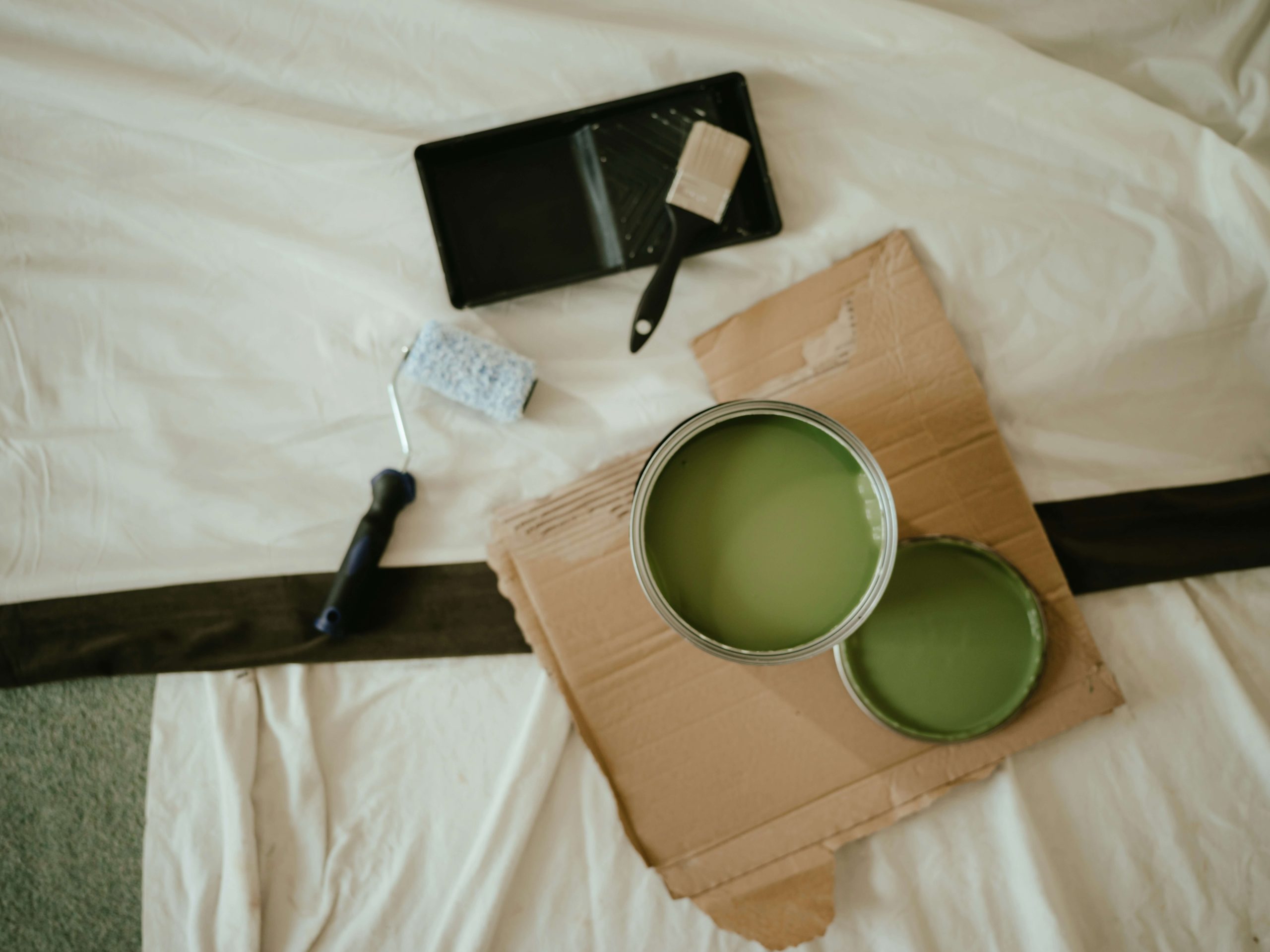 Paint and Paint brushes on dustcovers